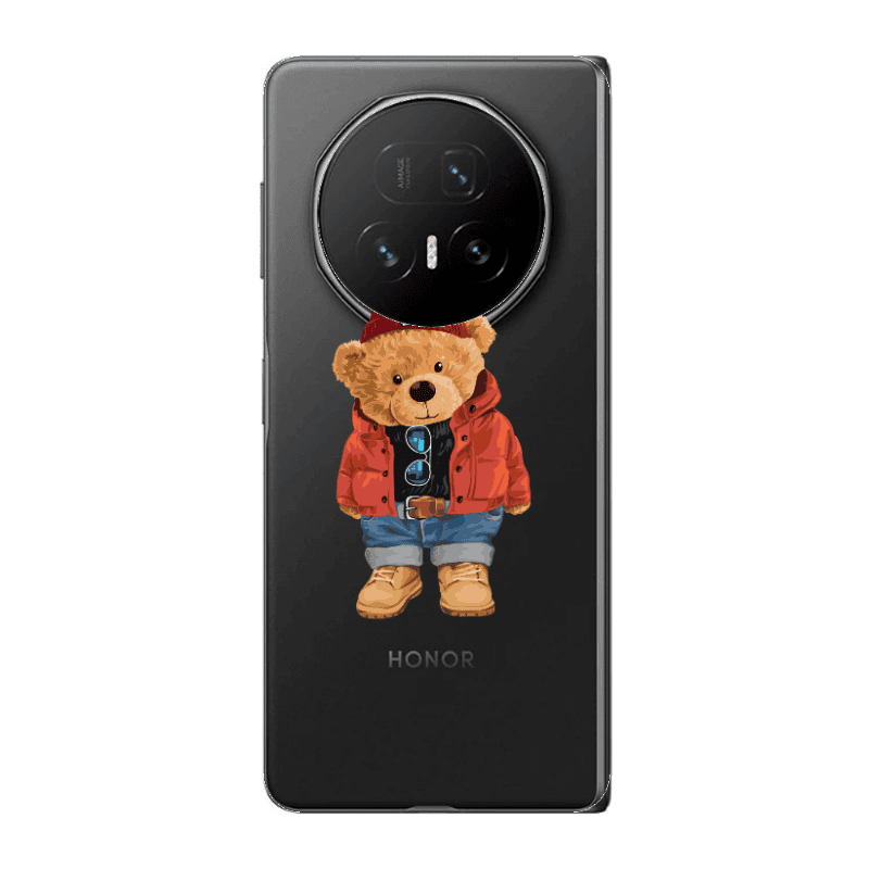 Honor Magic V5 Bear in a hat Transparent Silicone TPU Θήκη